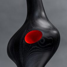 vessel LMP 01 Ash Vessel Size 60x28x24cm_Black_stain_with_hint_grey_andorange_acrylic_Photographed_by_Arron_Watson